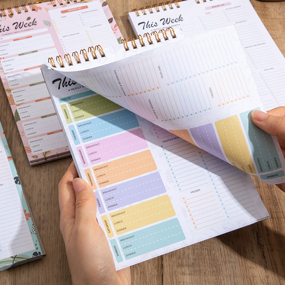 Meal Plan Notepad - 朝食ランチディナーウィークリー食事プランナー買い物リスト付き 52 枚食事プランナーぶら下げ食品メニュー健康ライフスタイル