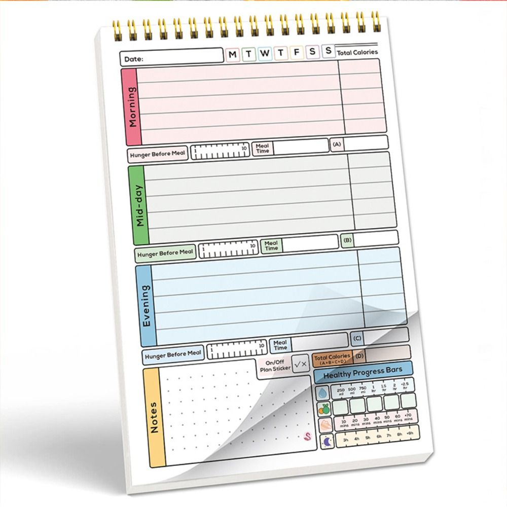 Meal Plan Notepad - 新しいA5デイリーカロリープランナーノートブック、再利用可能な52ページ、食料品リストメモ帳、日付なしティアオフデザインプランナー、毎日の食事計画用