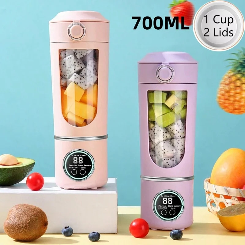 Meal Prep Juice Bottles - 新しいポータブルジュースメーカーブレンダー、シェイクやスムージー用、700ML、複数色、12枚刃、高速ミキシング、2in1ブレンダーボトルジューサー