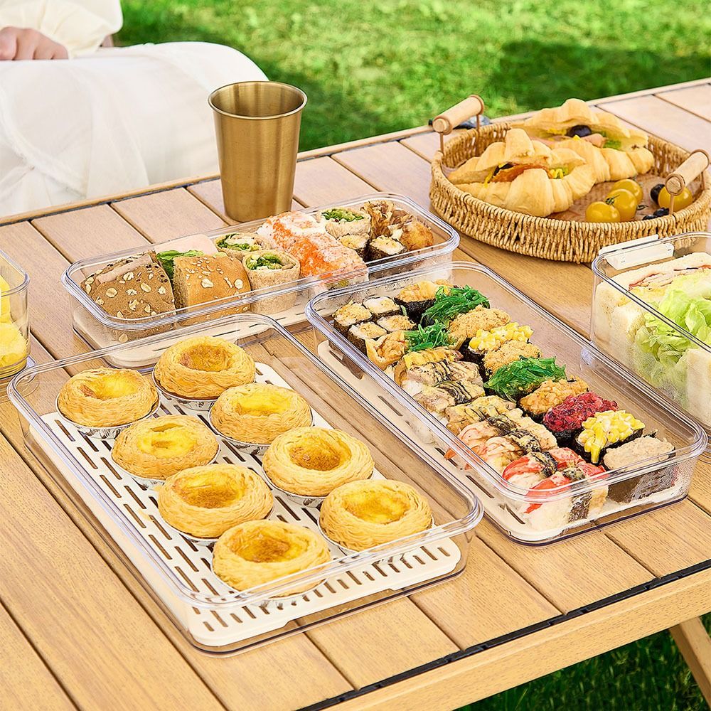 Meal Prep Pasta - 透明なフルーツ保存容器 蓋付きで鮮度保持 パスタ保存容器 気密性のある長方形の生鮮食品容器 食事の準備用