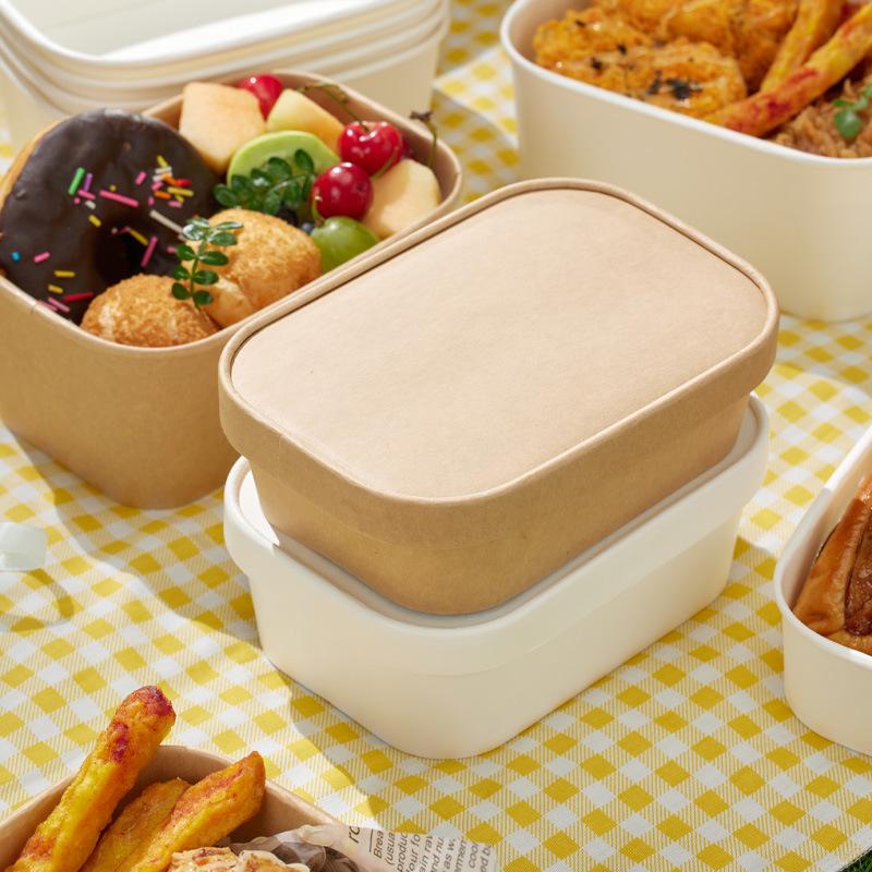 Meal Prep Gym Food - 10個入り正方形使い捨てクラフト紙ランチボックス、漏れ防止蓋付き食品容器、ジムやフィットネスの食事準備に最適