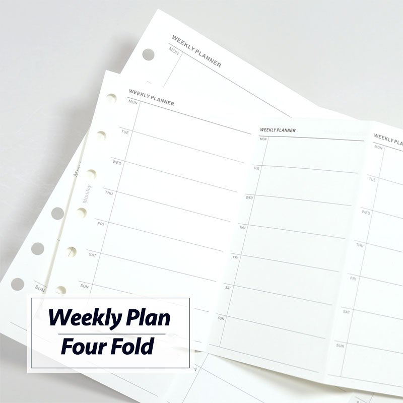 Meal Plan Notepad - 手動元帳、ルーズリーフ紙の交換、コアスケジュール、内側ページ、週次計画、4つ折り、a6a7