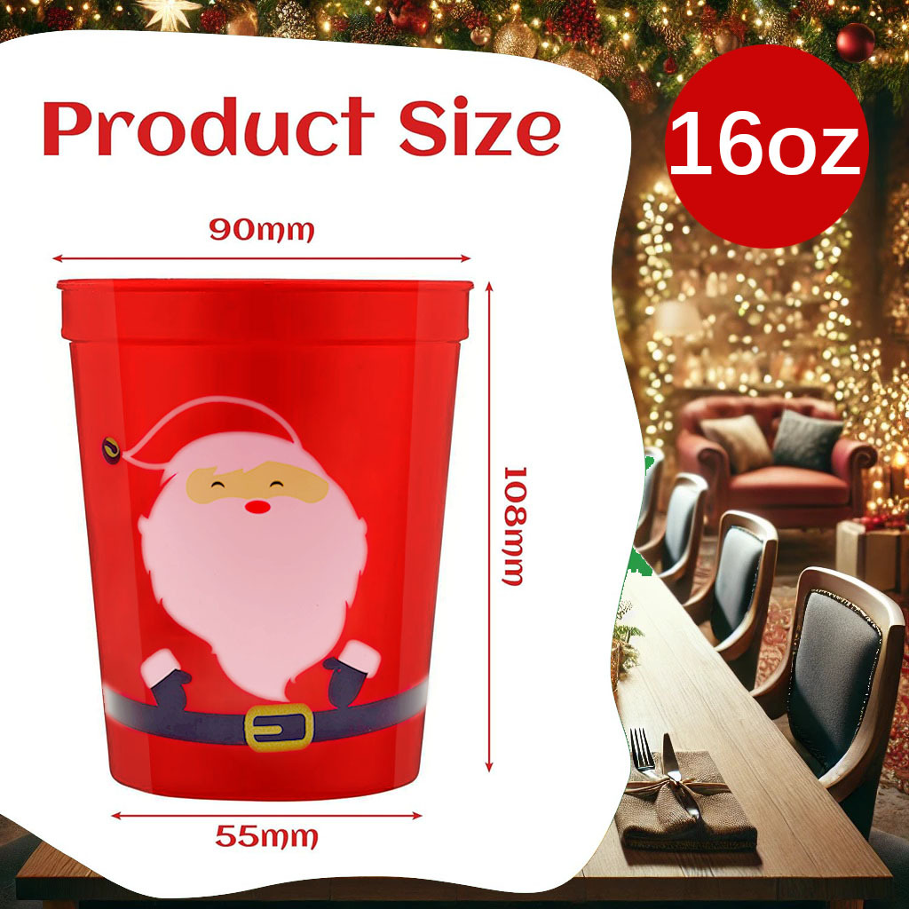 16オンス メリークリスマスカップ 食品グレードプラスチック - Meal Prep Juice Bottles のレビューと価格