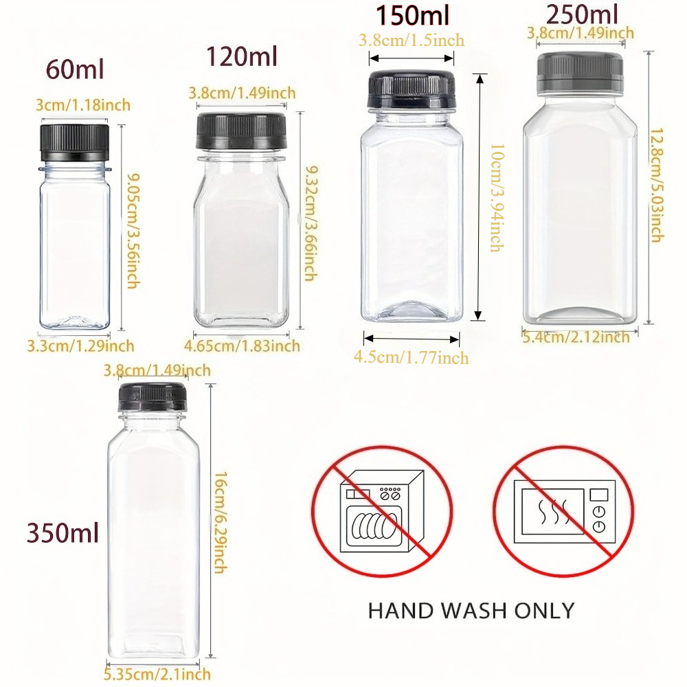 再利用可能な透明プラスチックジュースボトル6個、蓋付き、飲料 - Meal Prep Juice Bottles のレビューと価格