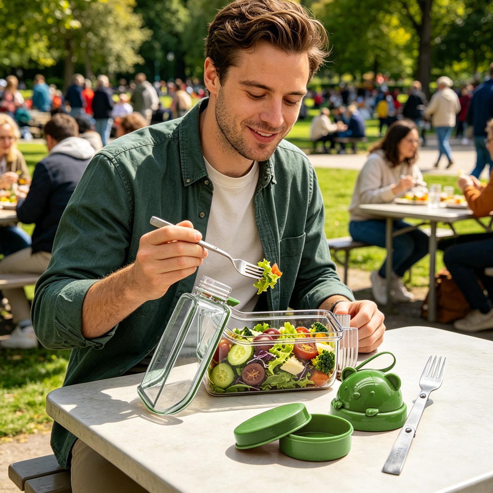 サラダジャー クリアフードオーガナイザー サラダキャニスター - Meal Prep Gym Food のレビューと価格