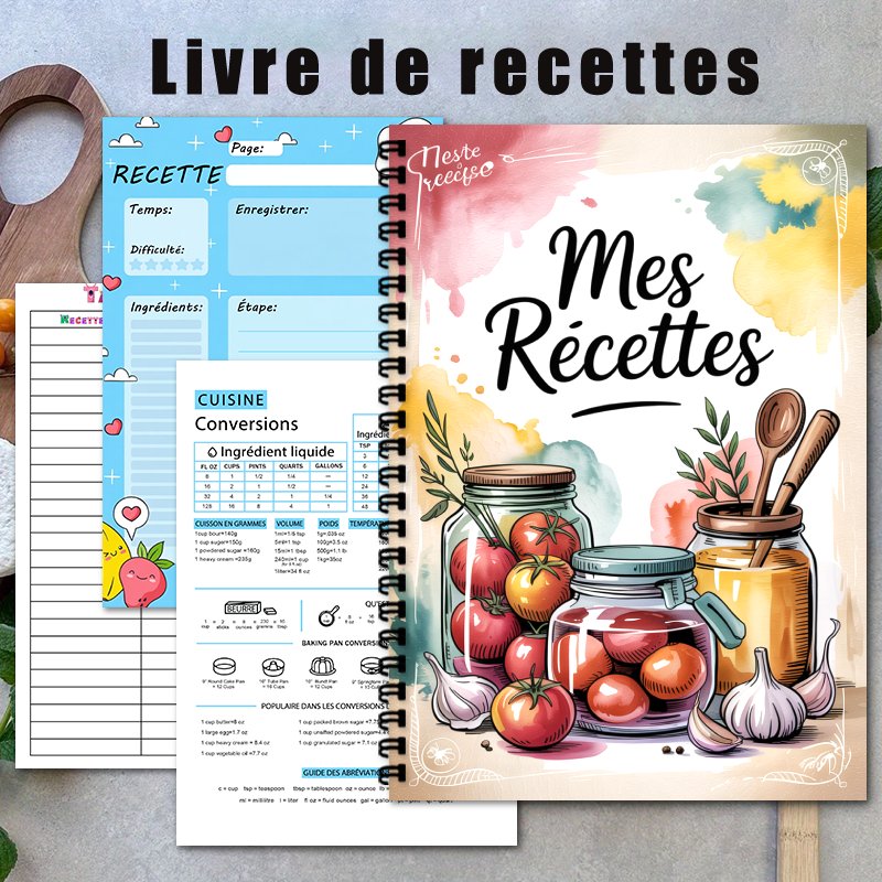 A5 フランスの特別レシピブック、スパイラル綴じ、最大100 - Meal Plan Notepad のレビューと価格