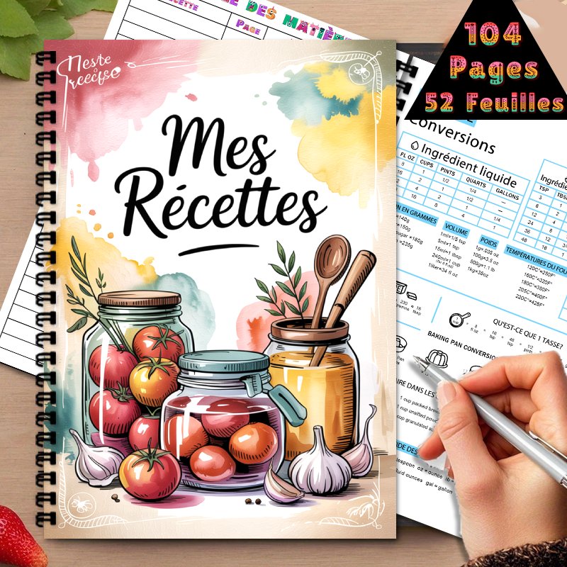 A5 フランスの特別レシピブック、スパイラル綴じ、最大100 - Meal Plan Notepad のレビューと価格