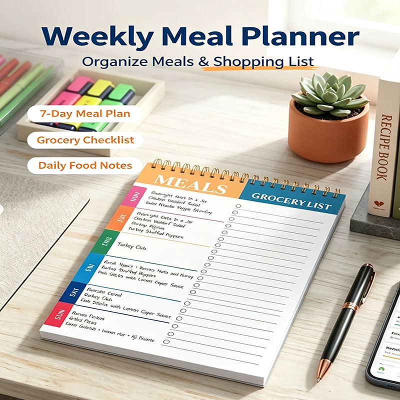 週間食事計画ノートパッド 5.6x8.5インチ、50ページ、 - Meal Plan Notepad のレビューと価格