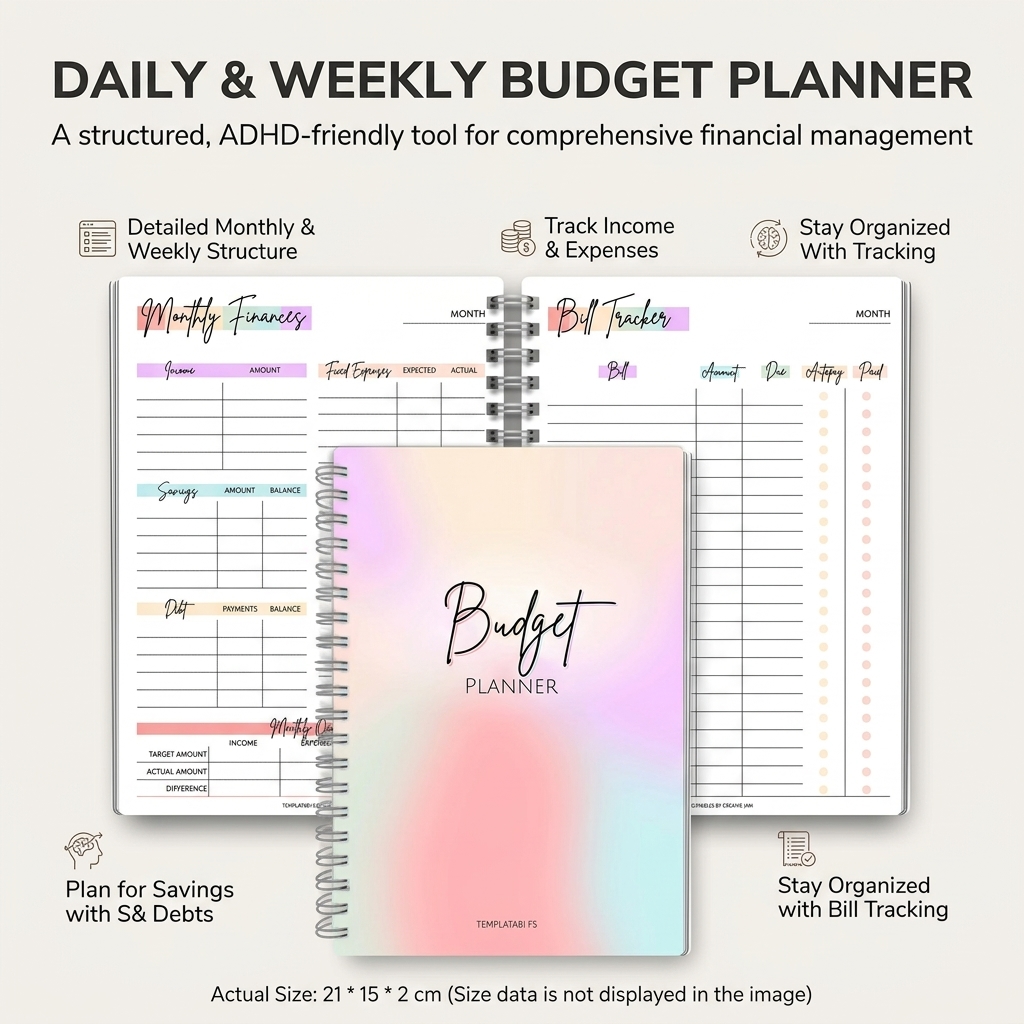 毎日の収入と支出を記録する予算計画用ノート、週間トラッカー付 - Meal Plan Notepad のレビューと価格