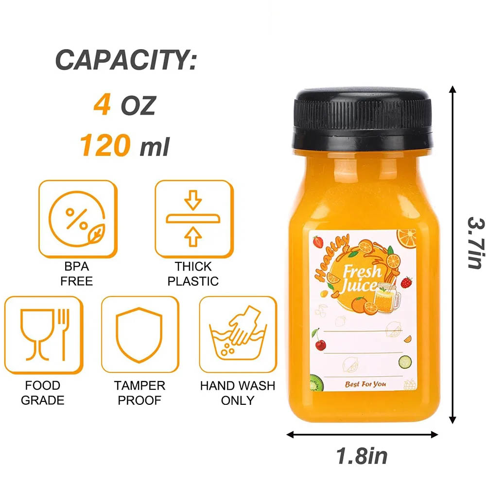 プラスチックジュースボトル、ブラックキャップ、空、再利用可能 - Meal Prep Juice Bottles のレビューと価格