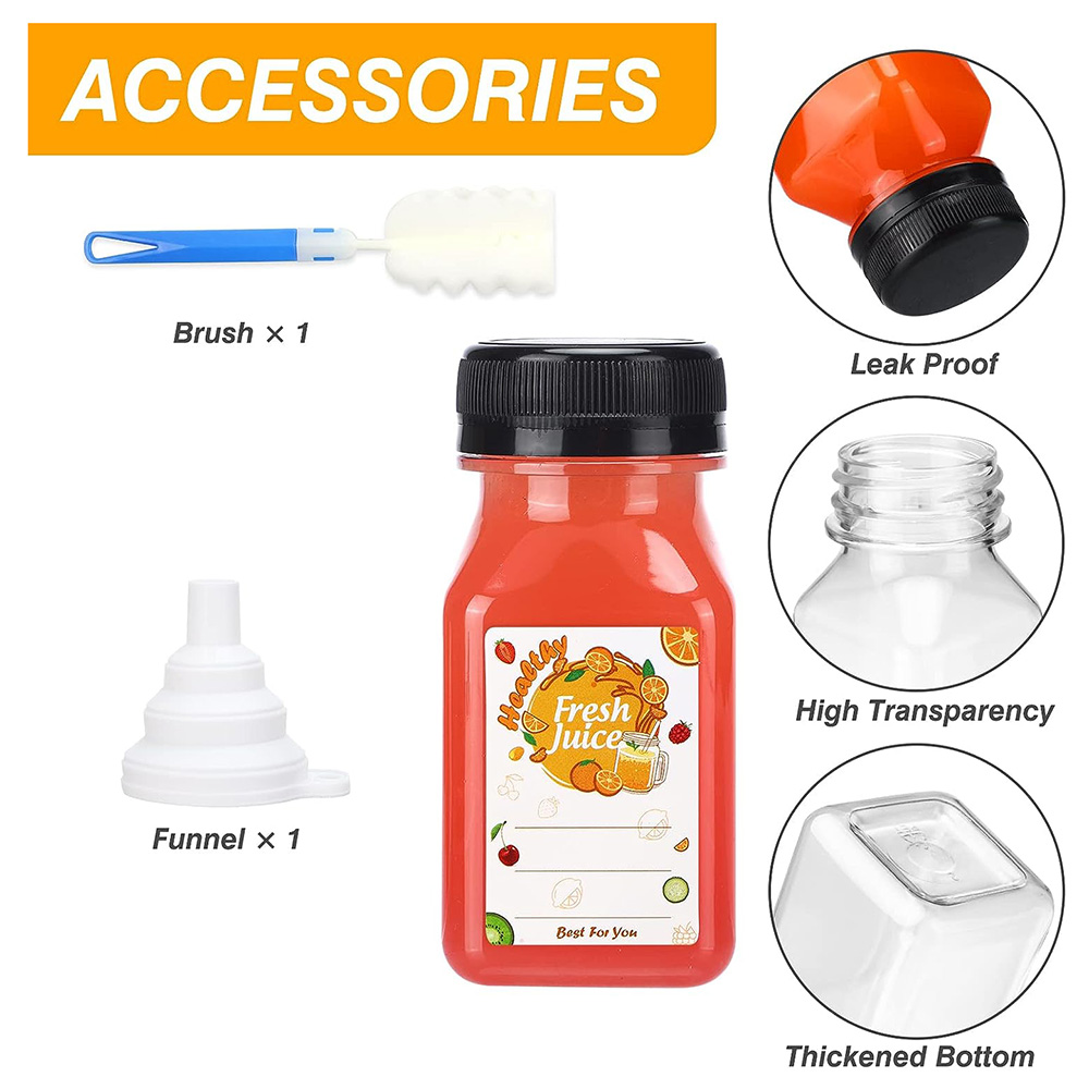 プラスチックジュースボトル、ブラックキャップ、空、再利用可能 - Meal Prep Juice Bottles のレビューと価格