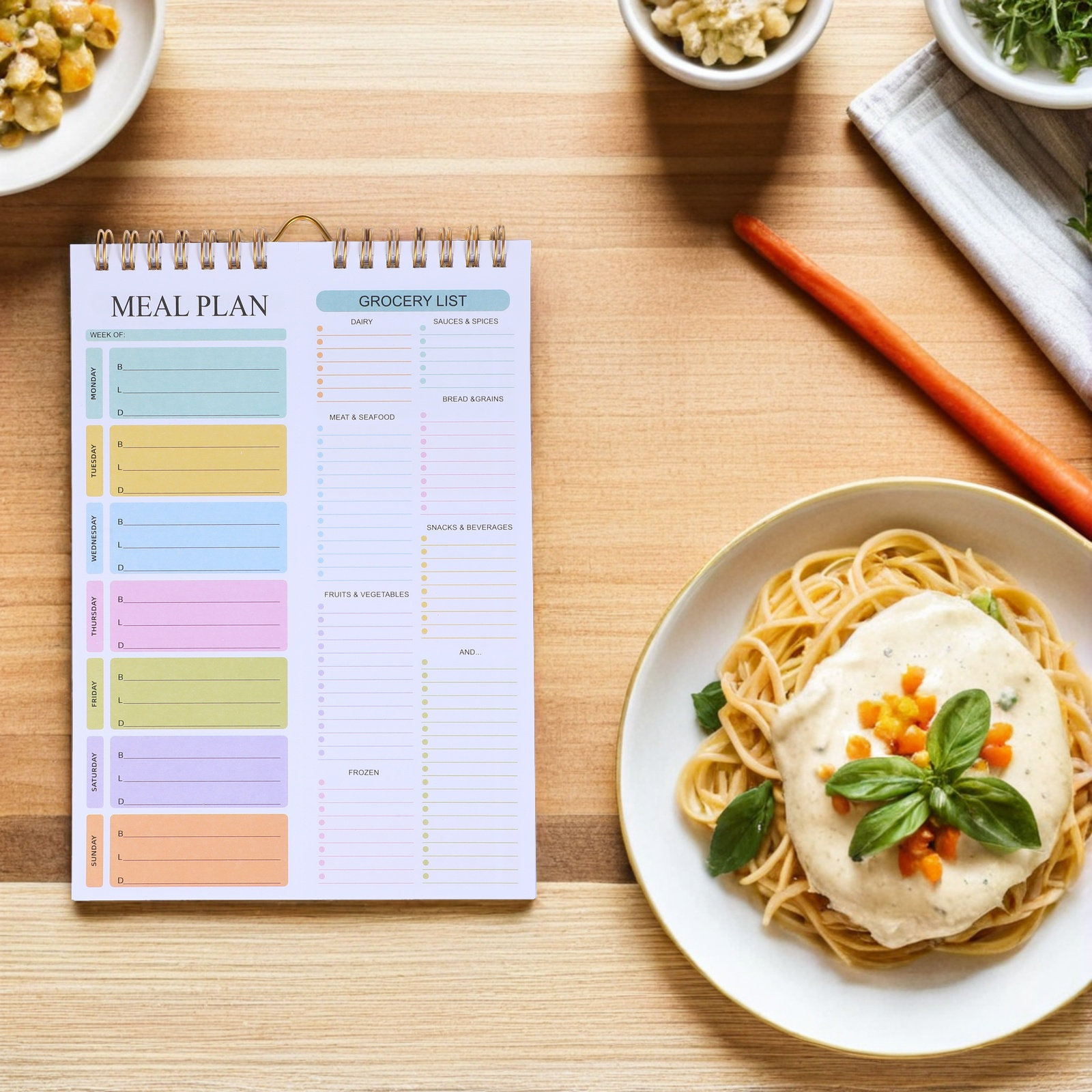 パステルカラーA5ウィークリーミールプランナーノートブック、 - Meal Plan Notepad のレビューと価格