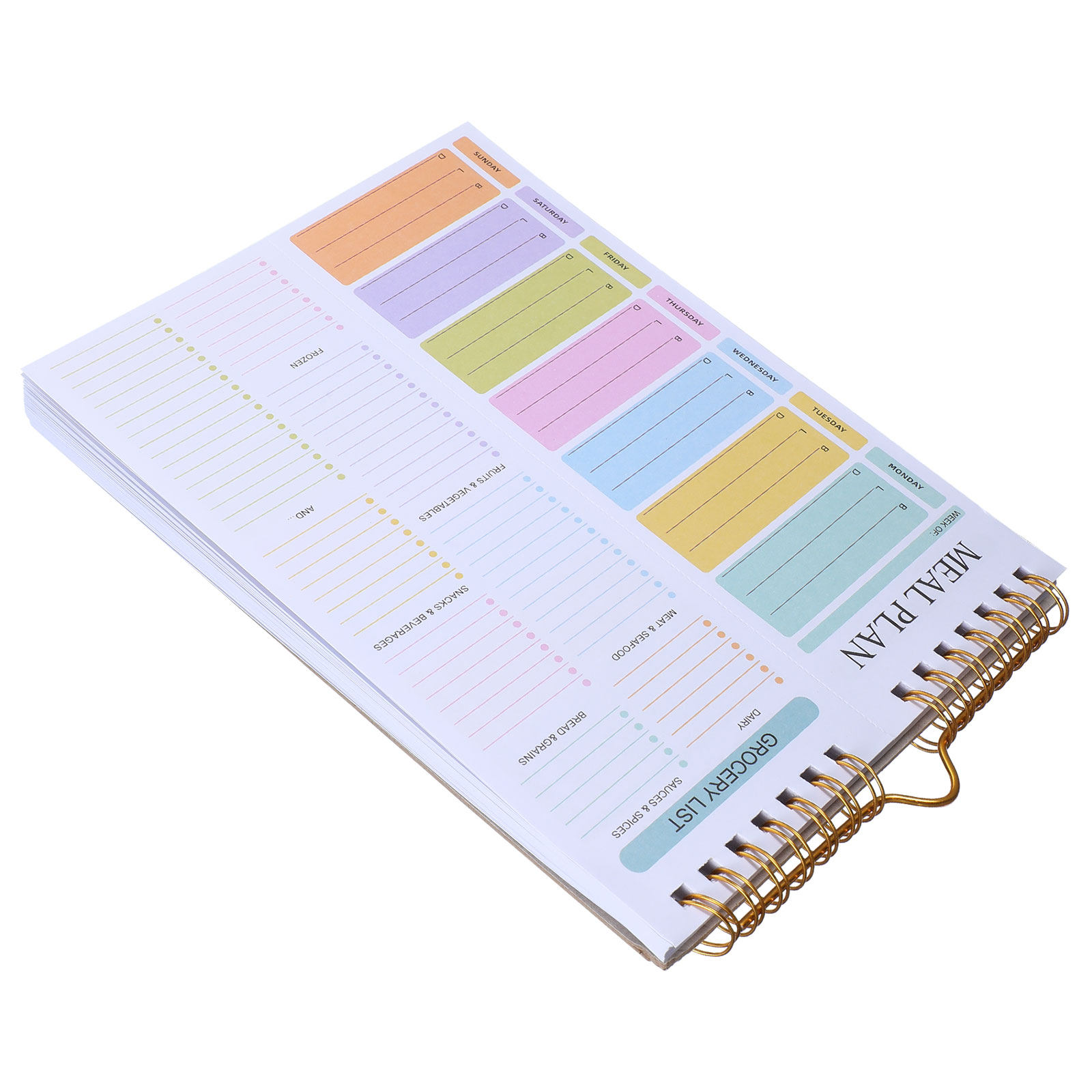 パステルカラーの日付なしA5ウィークリーミールプランナーノー - Meal Plan Notepad のレビューと価格
