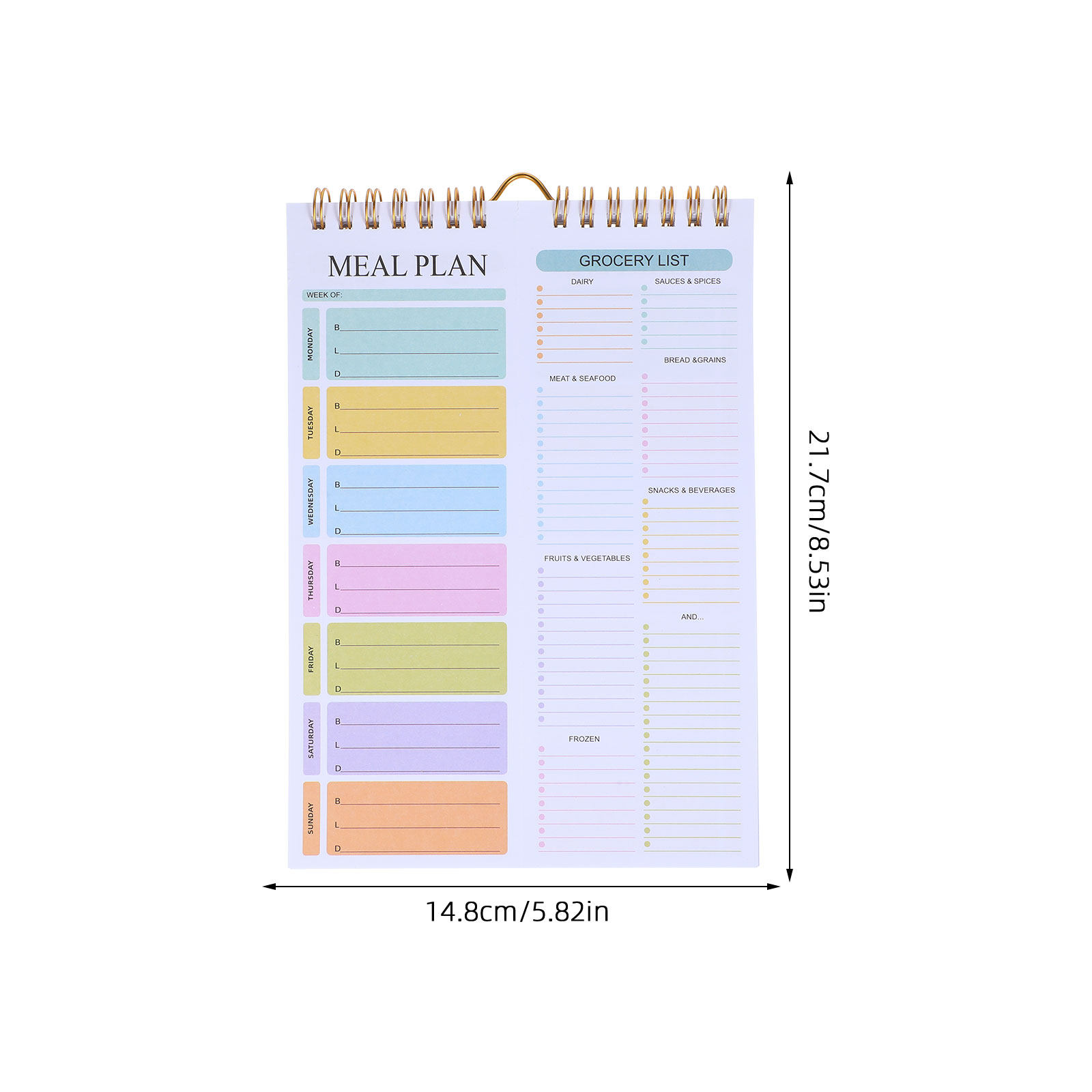 パステルカラーの日付なしA5ウィークリーミールプランナーノー - Meal Plan Notepad のレビューと価格