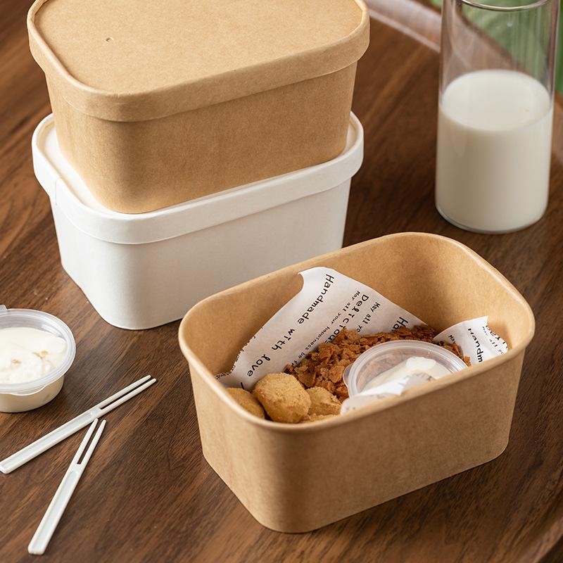 10個入り正方形使い捨てクラフト紙ランチボックス、漏れ防止蓋 - Meal Prep Gym Food のレビューと価格