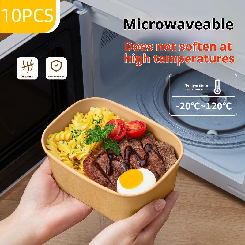 10個入り正方形使い捨てクラフト紙ランチボックス、漏れ防止蓋 - Meal Prep Gym Food のレビューと価格